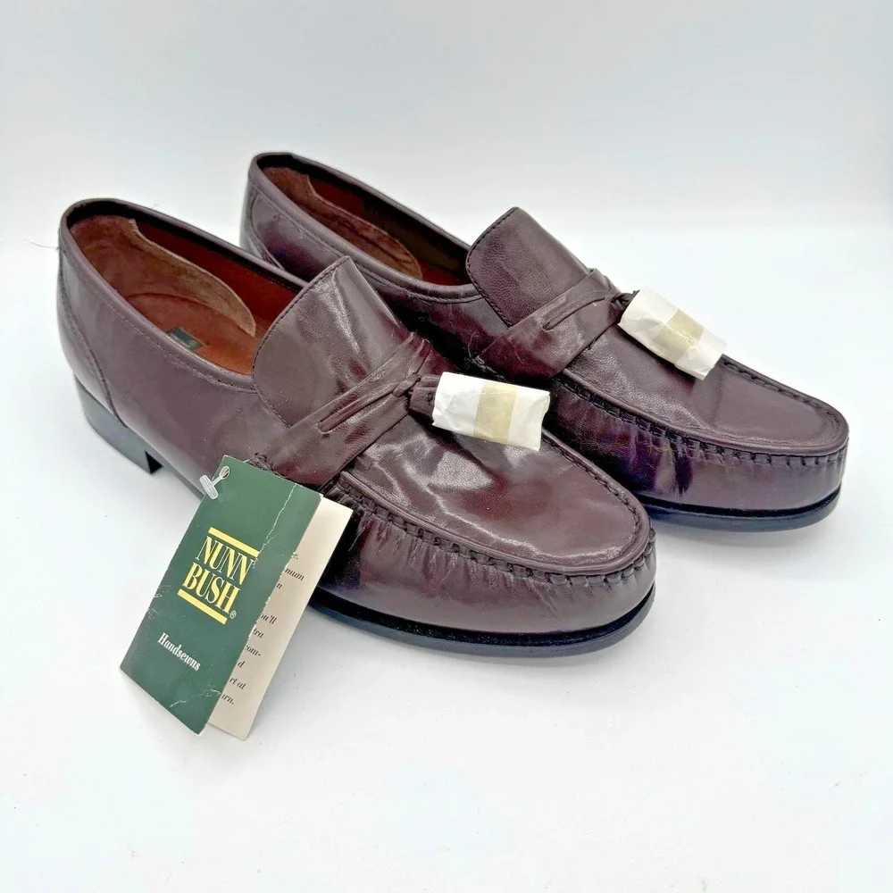 Nunn Bush Tassel Loafers Mens‎ 10M Burgundy Leather Kiltie Dress Shoes Preppy
